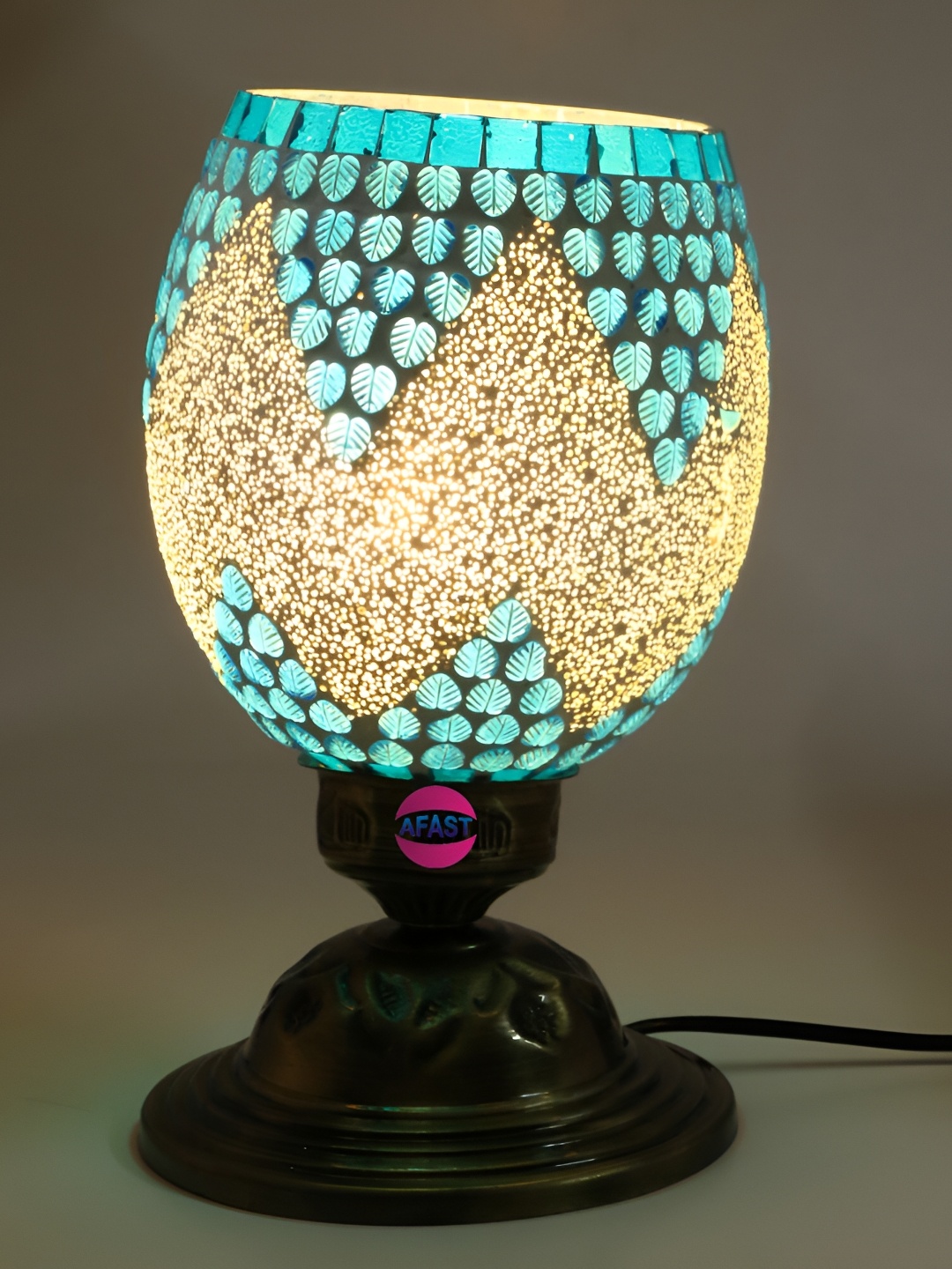 

1ST TIME Gold-Toned Printed Metal Contemporary Table Lamp