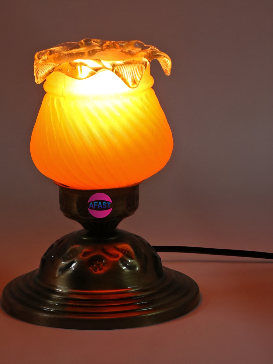 

1ST TIME White Textured Metal Traditional Bell Shaped Table Lamp