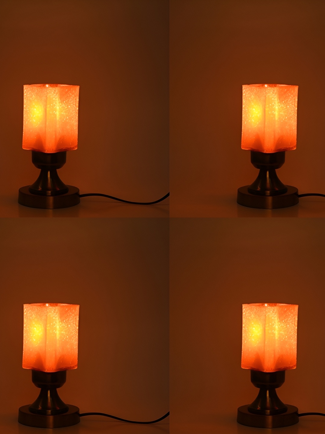 1ST TIME Pink & White 4 Pieces Printed Metal Contemporary Table Lamps
