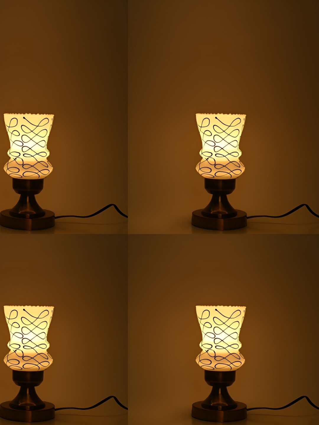 

1ST TIME Yellow 4 Pieces Printed Metal Contemporary Table Lamp