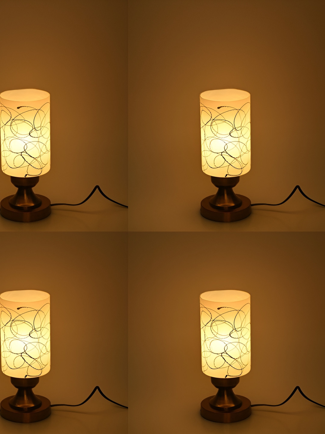 

1ST TIME Black & Yellow 4 Pieces Printed Metal Contemporary Table Lamps