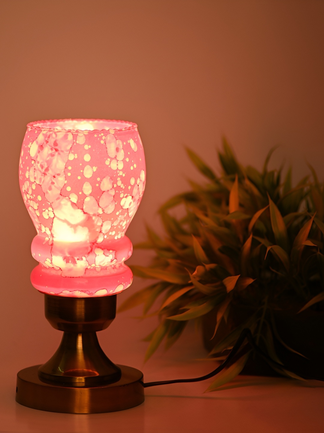 

1ST TIME Pink Printed Metal Contemporary Abstract Shaped Table Lamp
