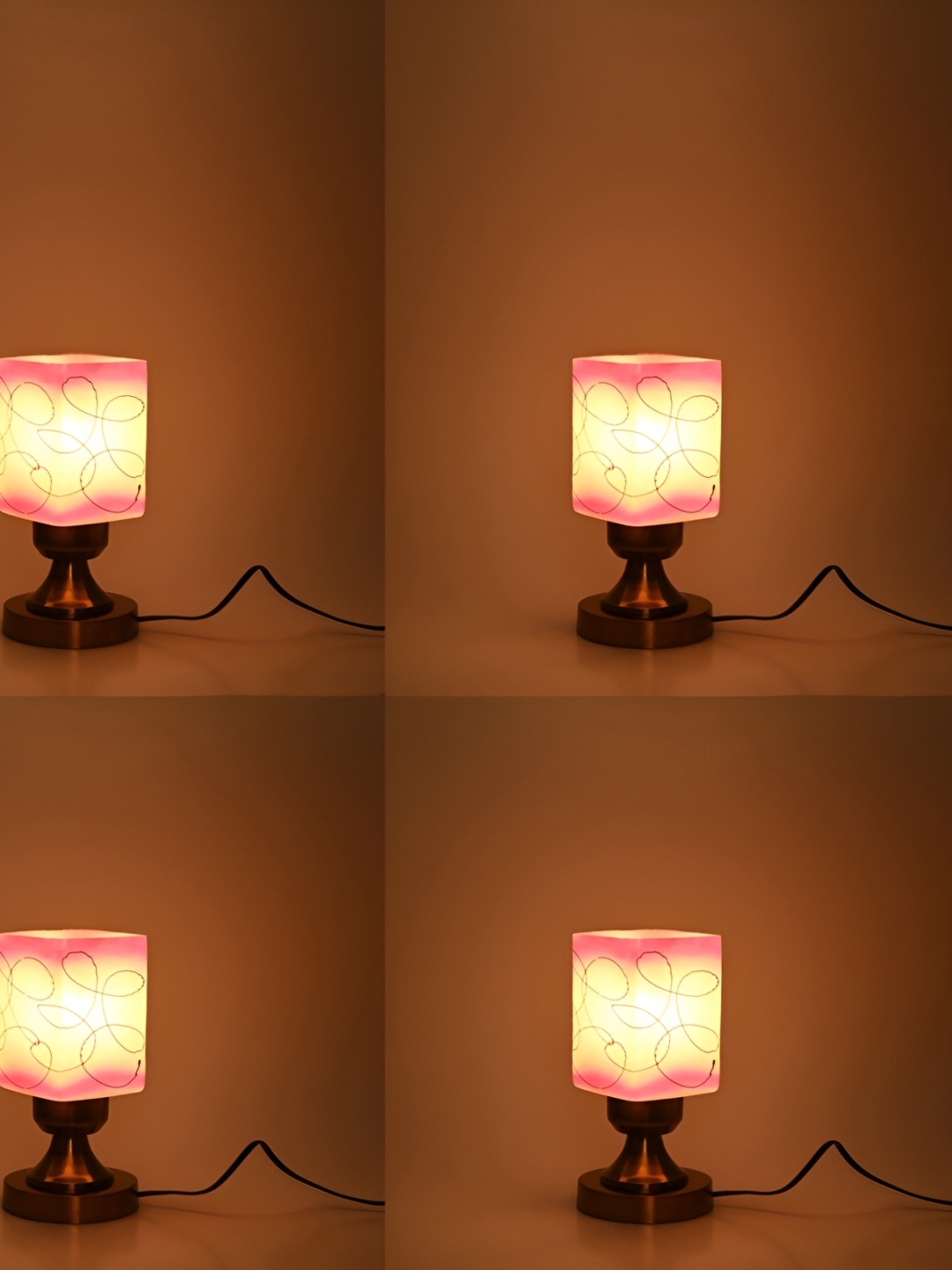 

1ST TIME White 4 Pieces Textured Metal Traditional Square Table Lamps