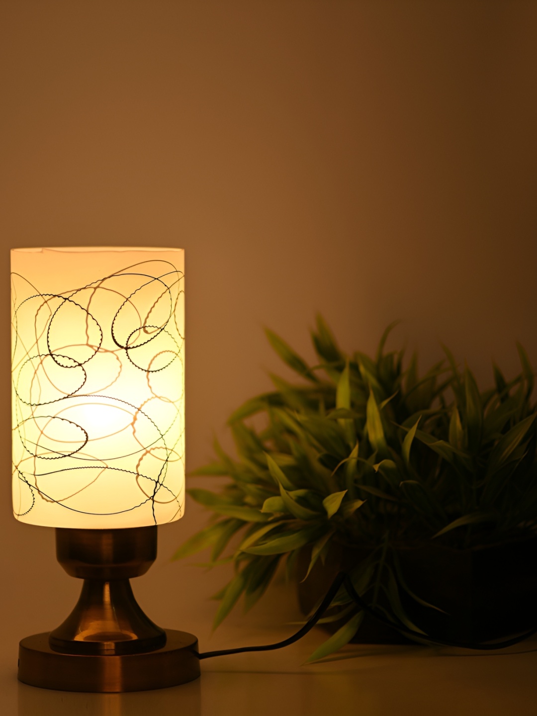 1ST TIME White Textured Metal Traditional Cylindrical Shaped Table Lamp