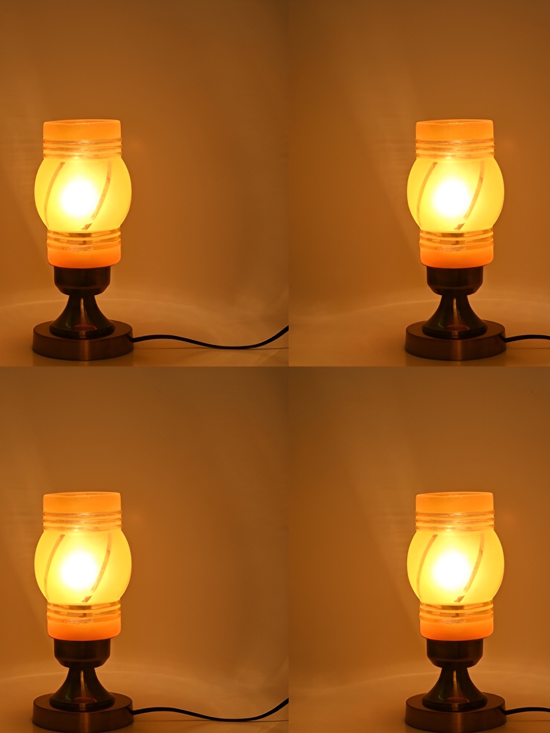 

1ST TIME White & Orange 4 Pieces Textured Metal Contemporary Table Lamps