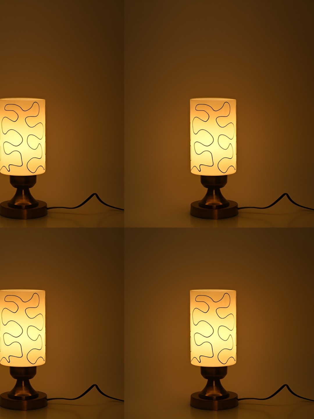 

1ST TIME Black & White 4 Pieces Printed Metal Contemporary Table Lamps
