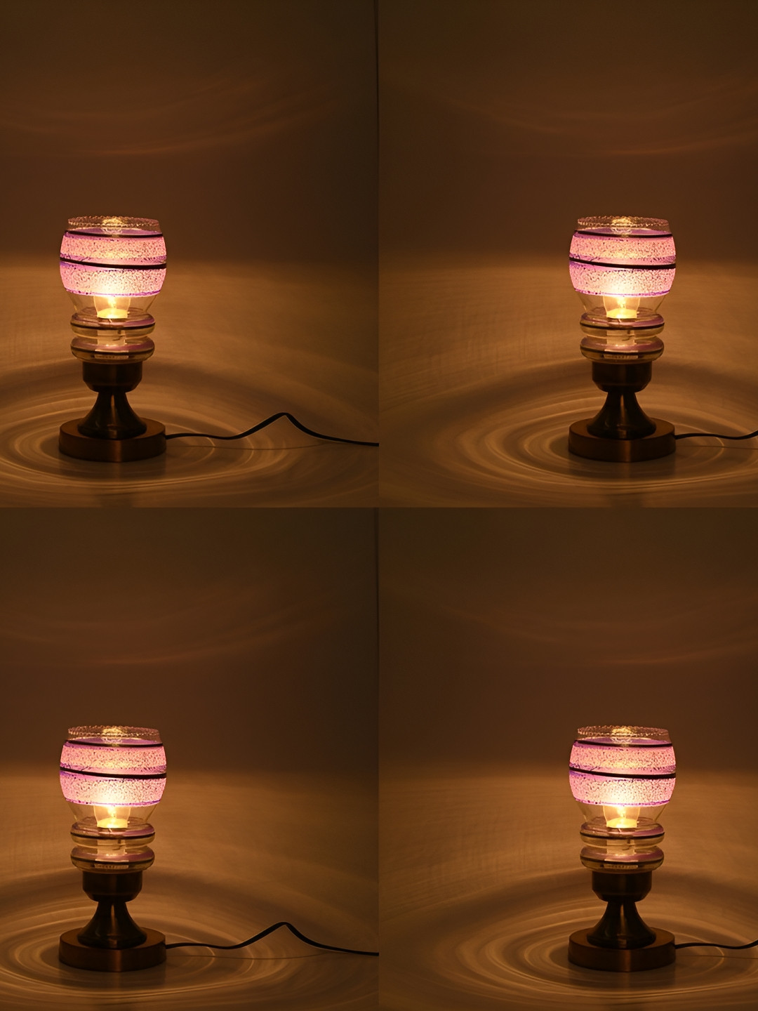 

1ST TIME Black 4 Pieces Printed Metal Bell Shaped Table Lamp