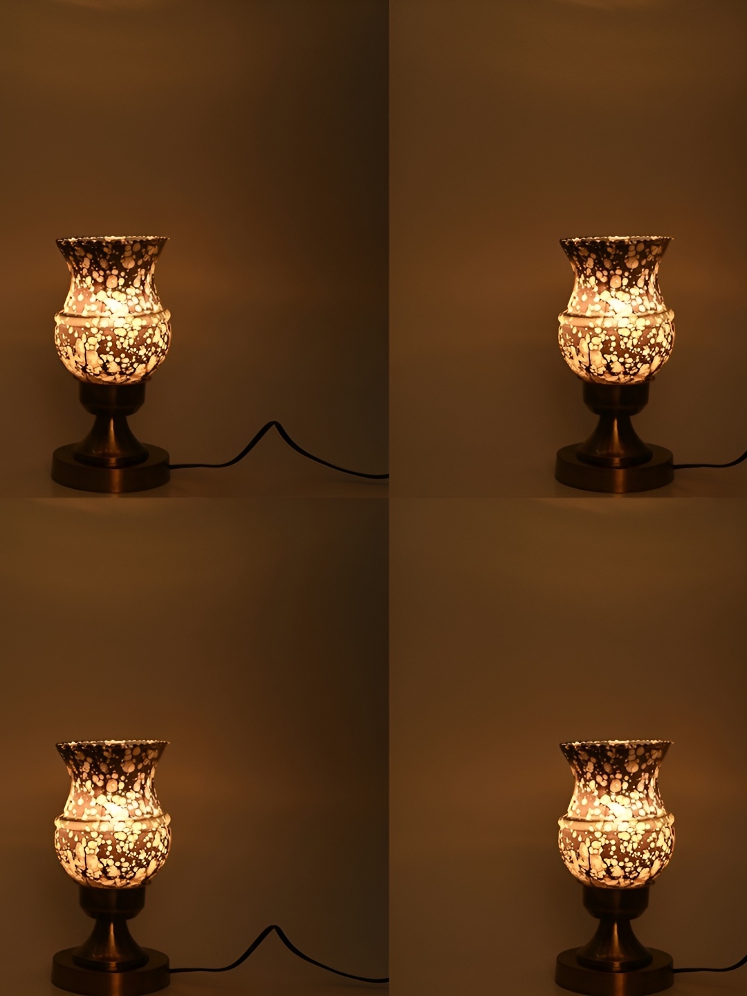 

1ST TIME Black 4 Pcs Printed Metal Abstract Shaped Table Lamps
