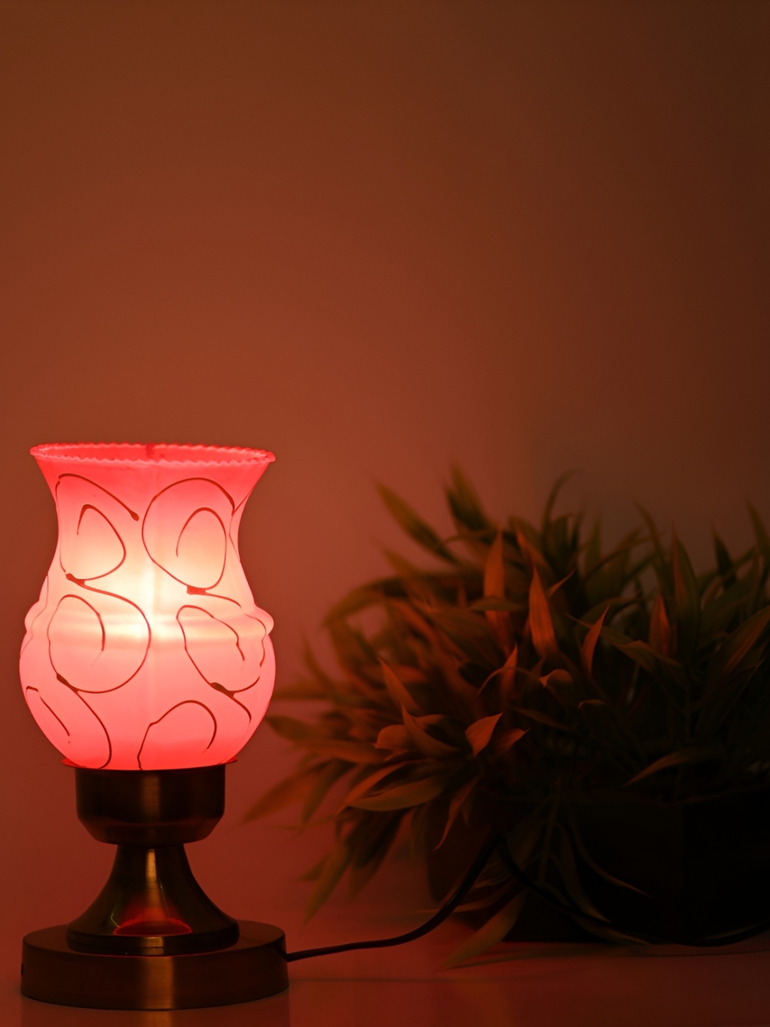

1ST TIME Black Printed Metal Contemporary Bell Shaped Table Lamp