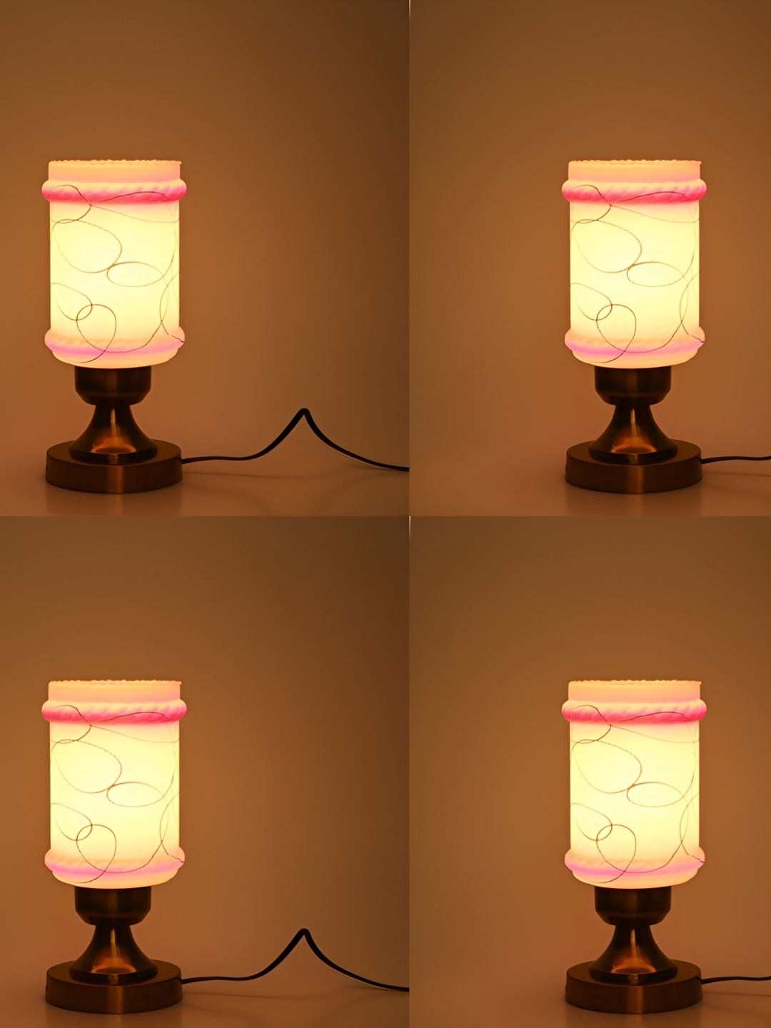 

1ST TIME Black & Yellow 4 Pieces Printed Contemporary Abstract Shaped Table Lamps
