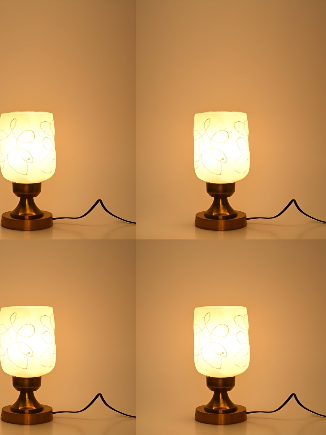 

1ST TIME Black 4 Pieces Printed Contemporary Metal Table Lamp