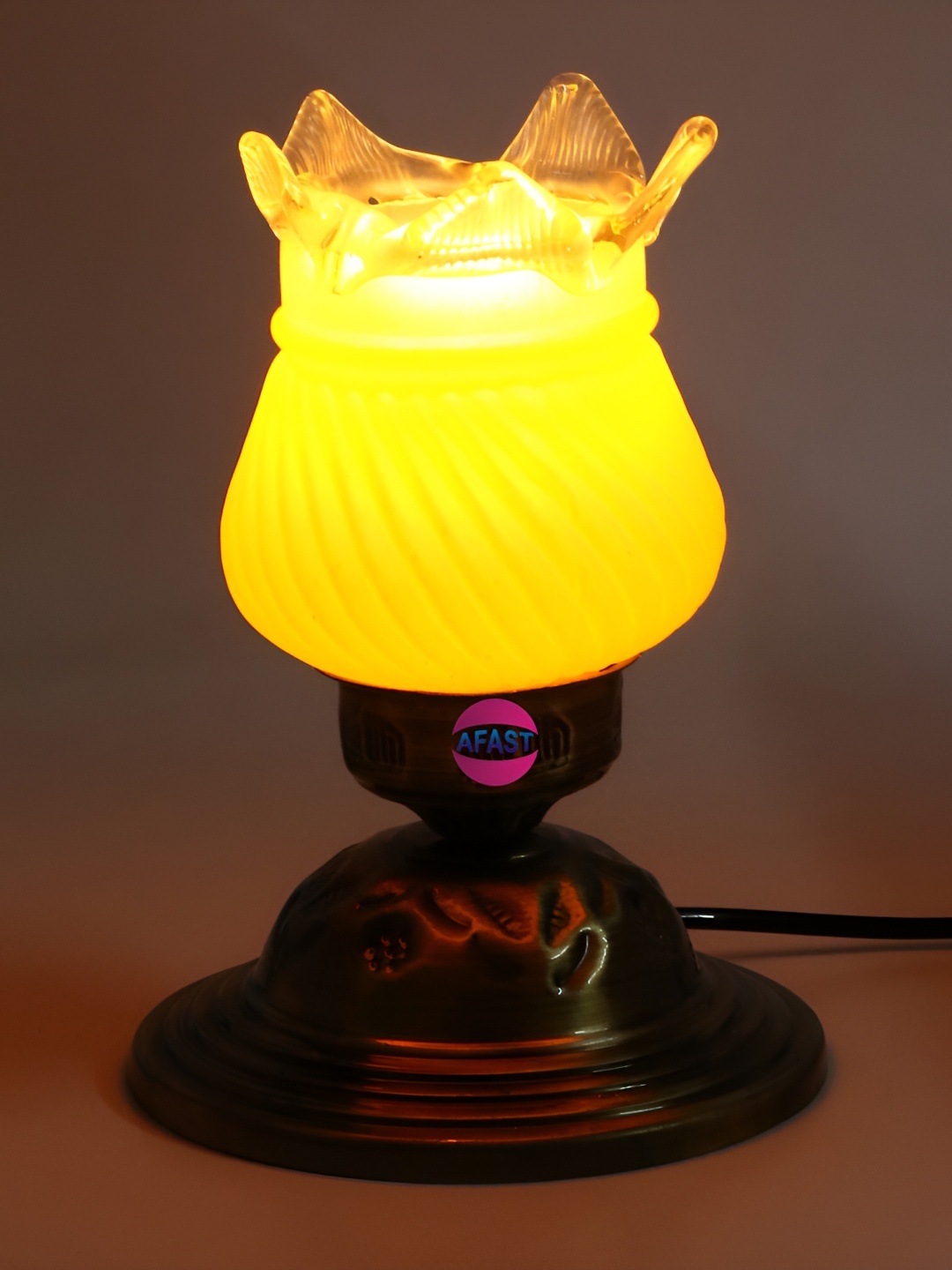 

1ST TIME Yellow Textured Metal Contemporary Bell Shaped Table Lamp