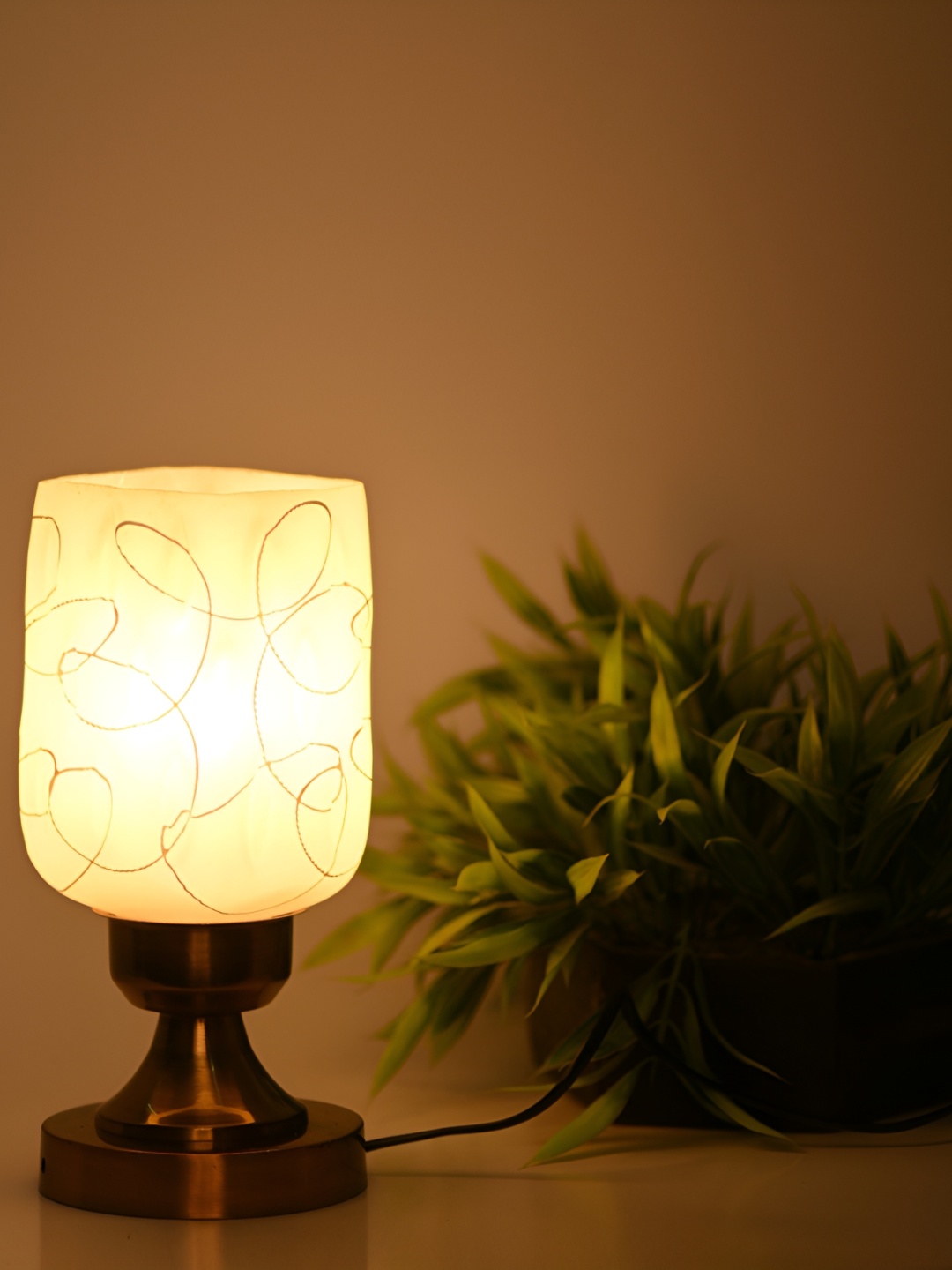 

1ST TIME Yellow Printed Metal Traditional Rectangle Table Lamp