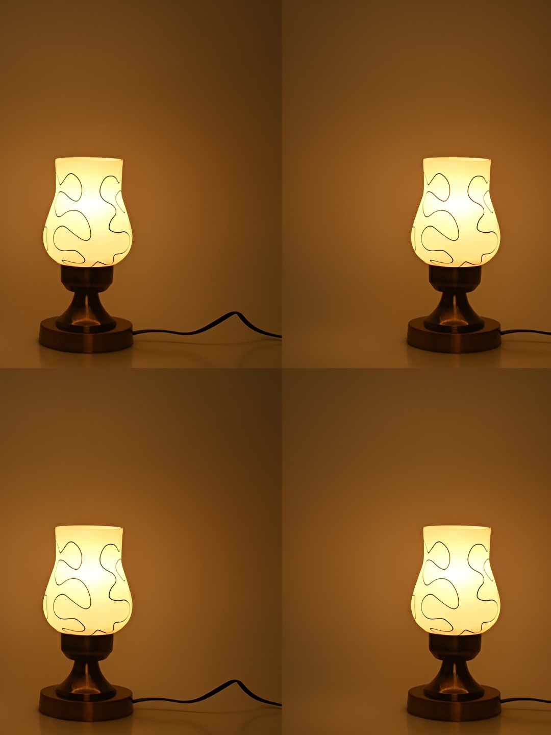 

1ST TIME Yellow & Black 4 Pieces Printed Metal Contemporary Table Lamps