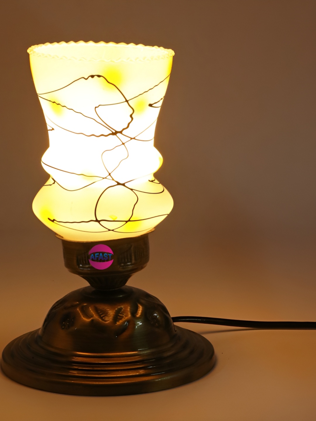 

1ST TIME White & Yellow Printed Traditional Table Lamp