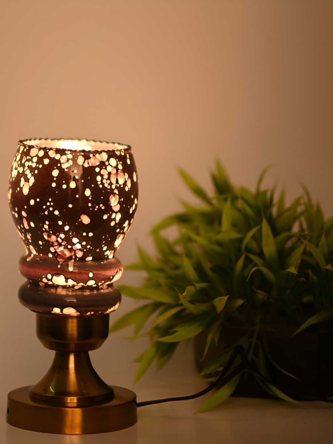 1ST TIME Black & White Printed Traditional Bell Shaped Table Lamp