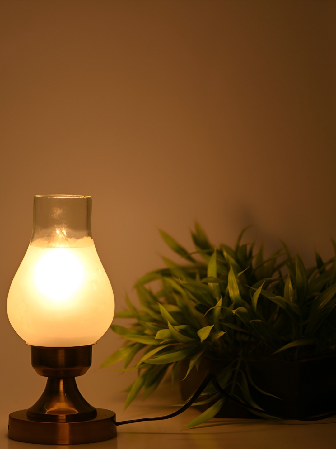 

1ST TIME White Glass Contemporary Bell Shaped Table Lamp