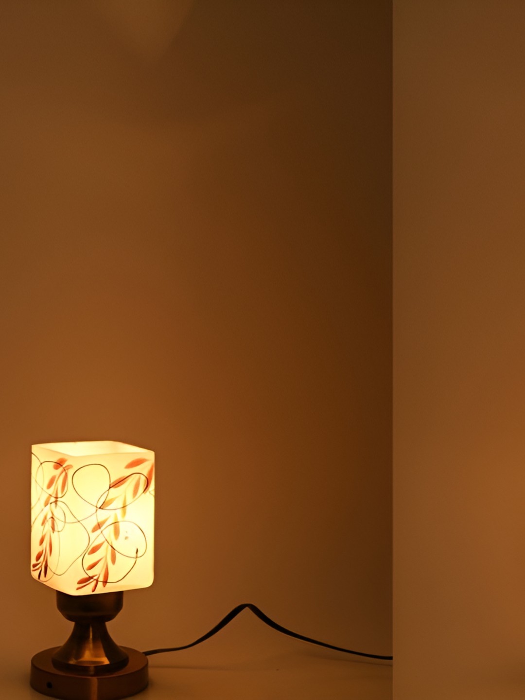 

1ST TIME Yellow Printed Metal Traditional Rectangle Table Lamp