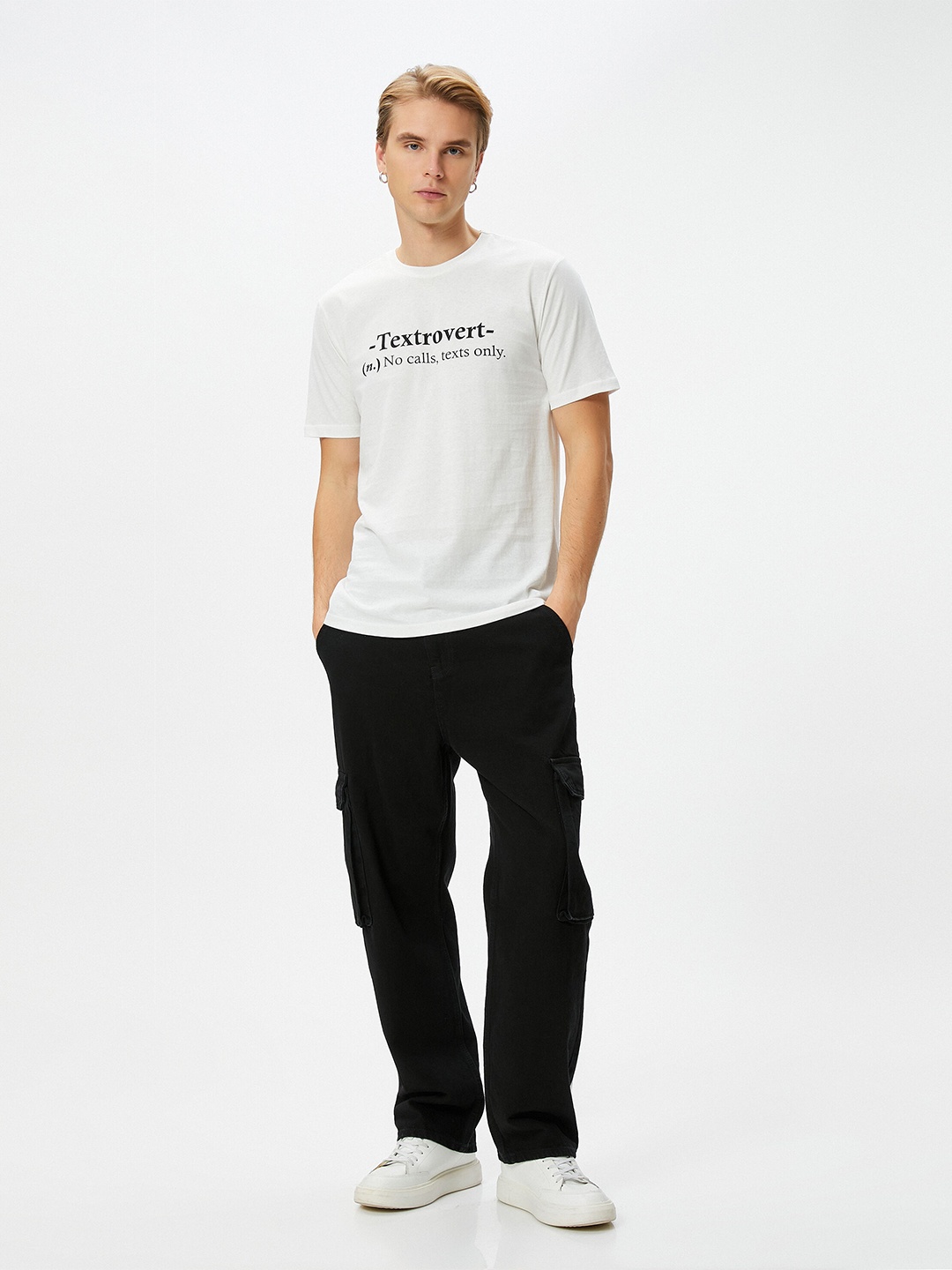 

Koton Typography Printed Round Neck Pure Cotton Slim Fit T-shirt, White