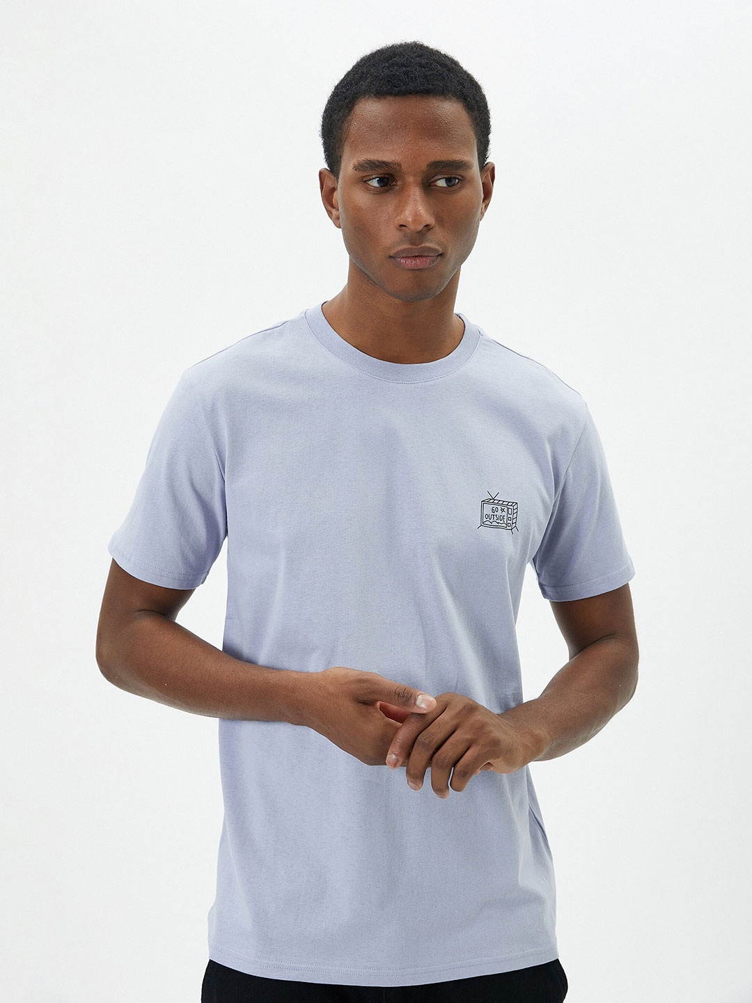 

Koton Round Neck Pure Cotton T-shirt, Purple
