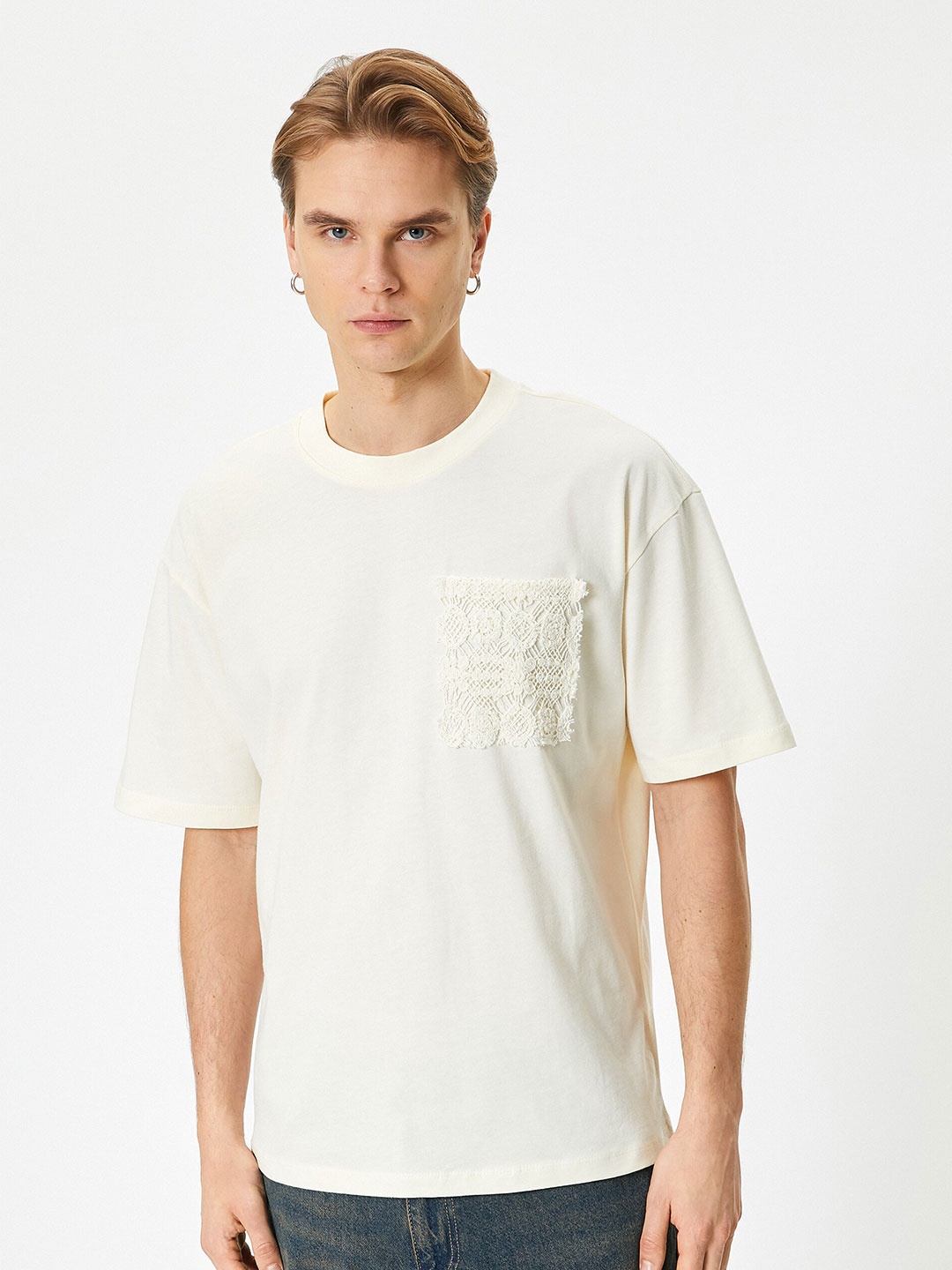 

Koton Round Neck Pure Cotton T-shirt, Beige