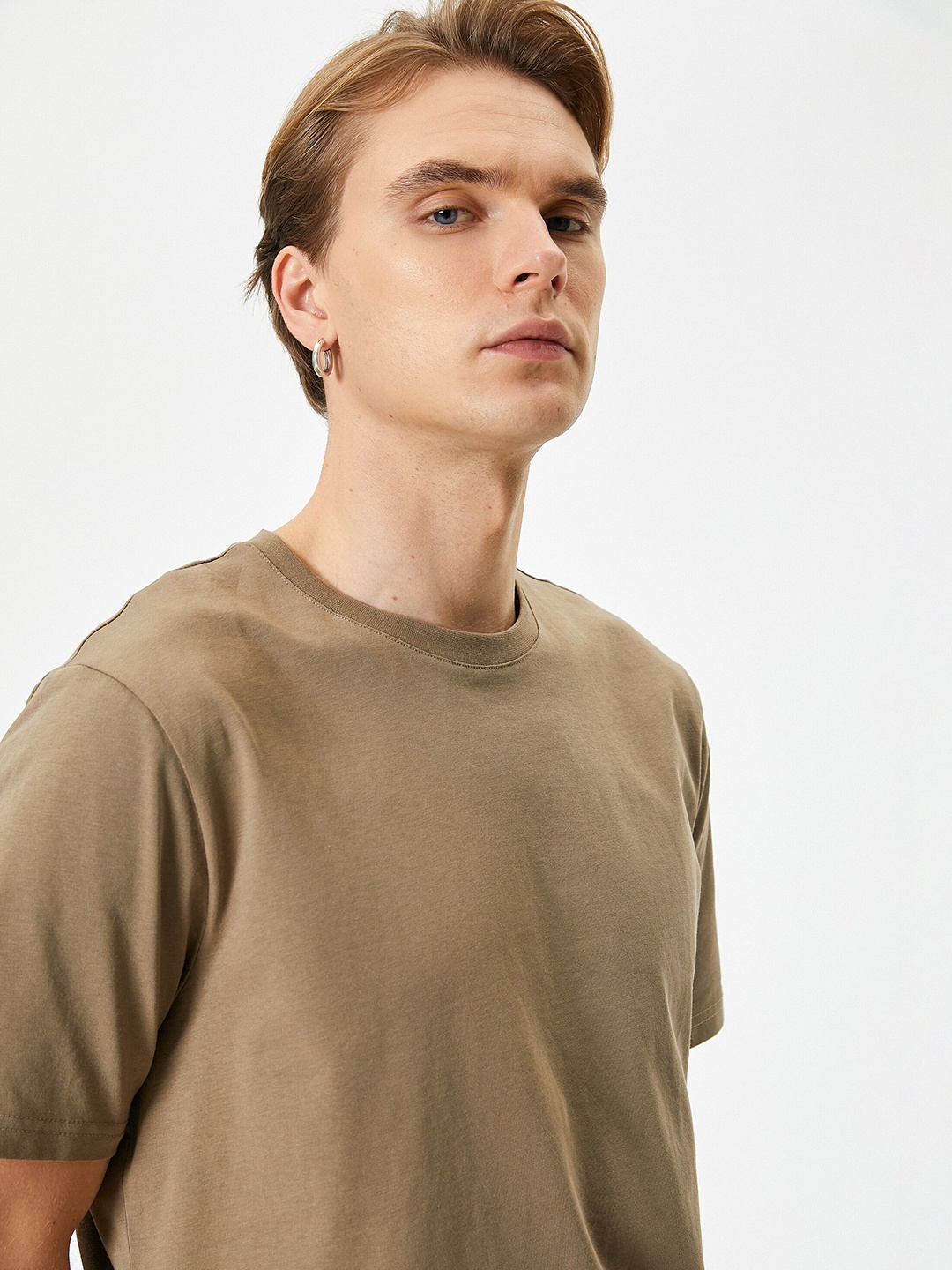 

Koton Round Neck Pure Cotton T-shirt, Khaki