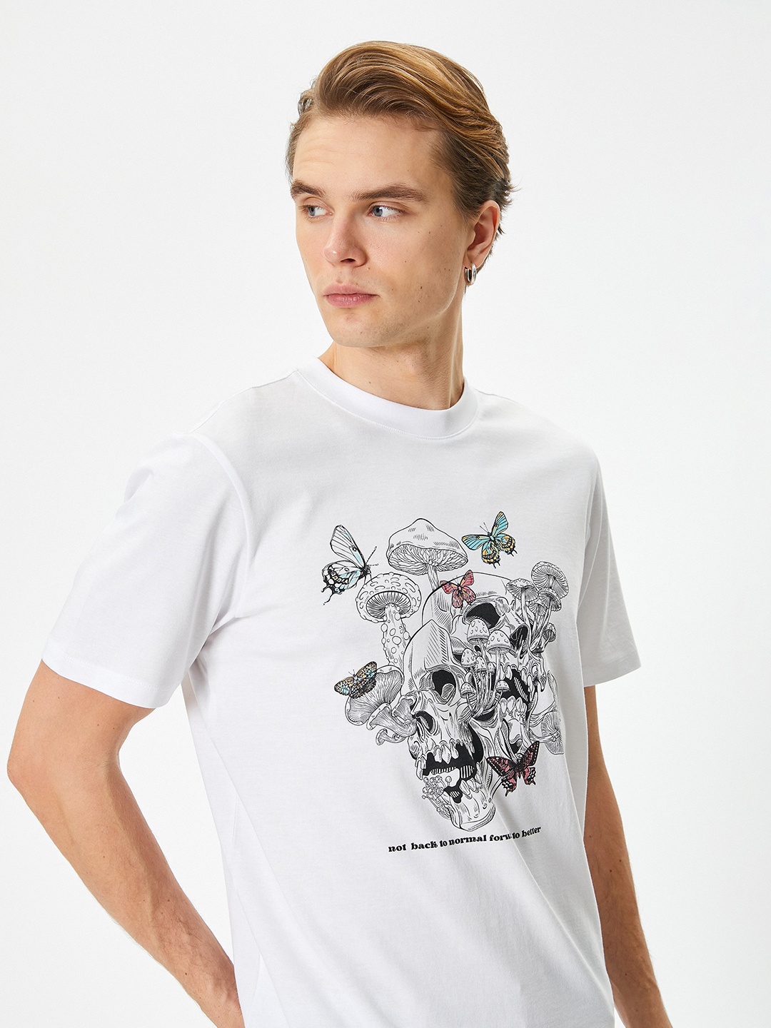

Koton Graphic Printed Pure Cotton T-shirt, White