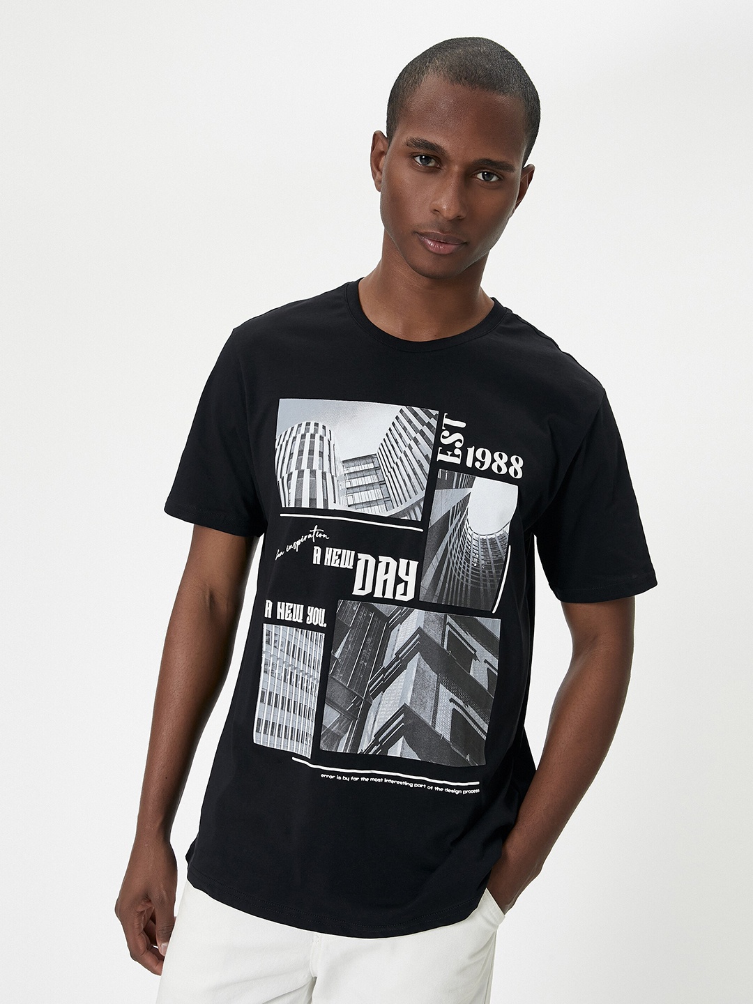 

Koton Graphic Printed Pure Cotton T-shirt, Black