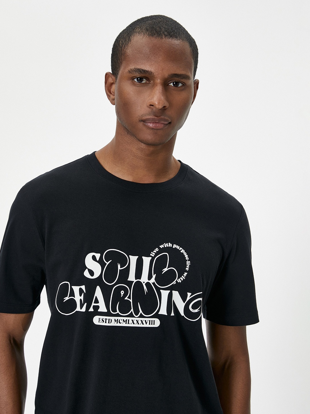 

Koton Typography Printed Pure Cotton T-shirt, Black