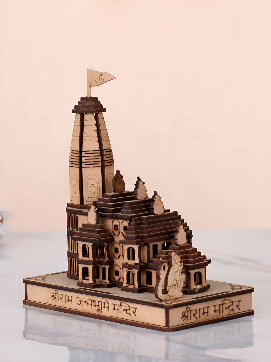 

DecorTwist Brown Shree Ram Mandir Ayodhya 3D Wooden Temple Home Decor Showpiece