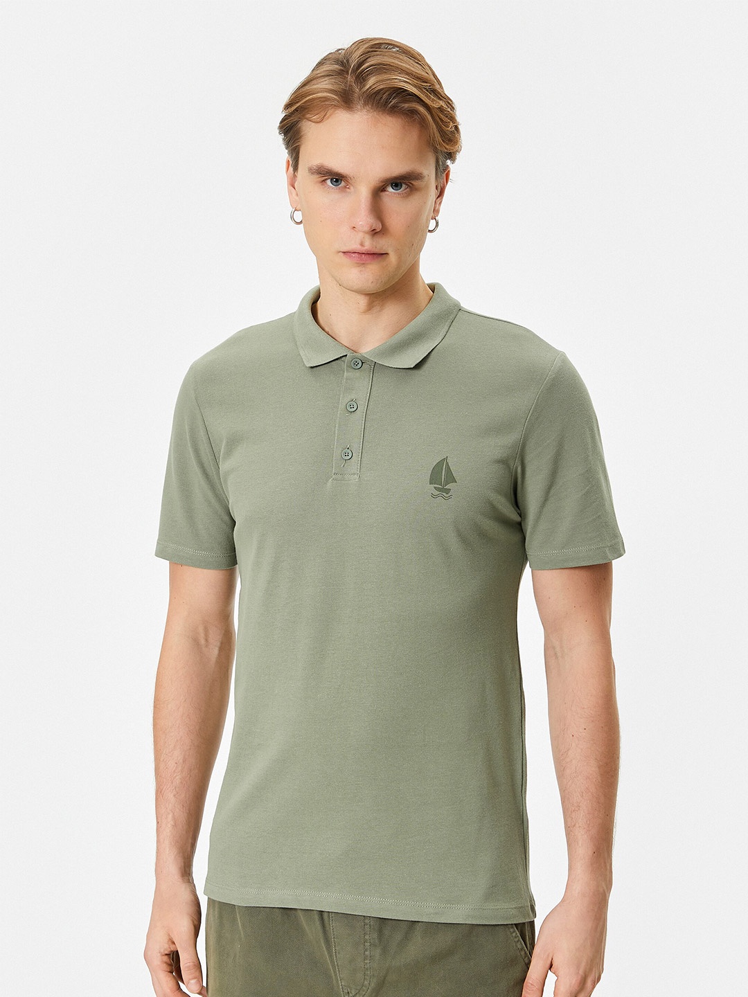 

Koton Polo Collar Pure Cotton Casual T-shirt, Green