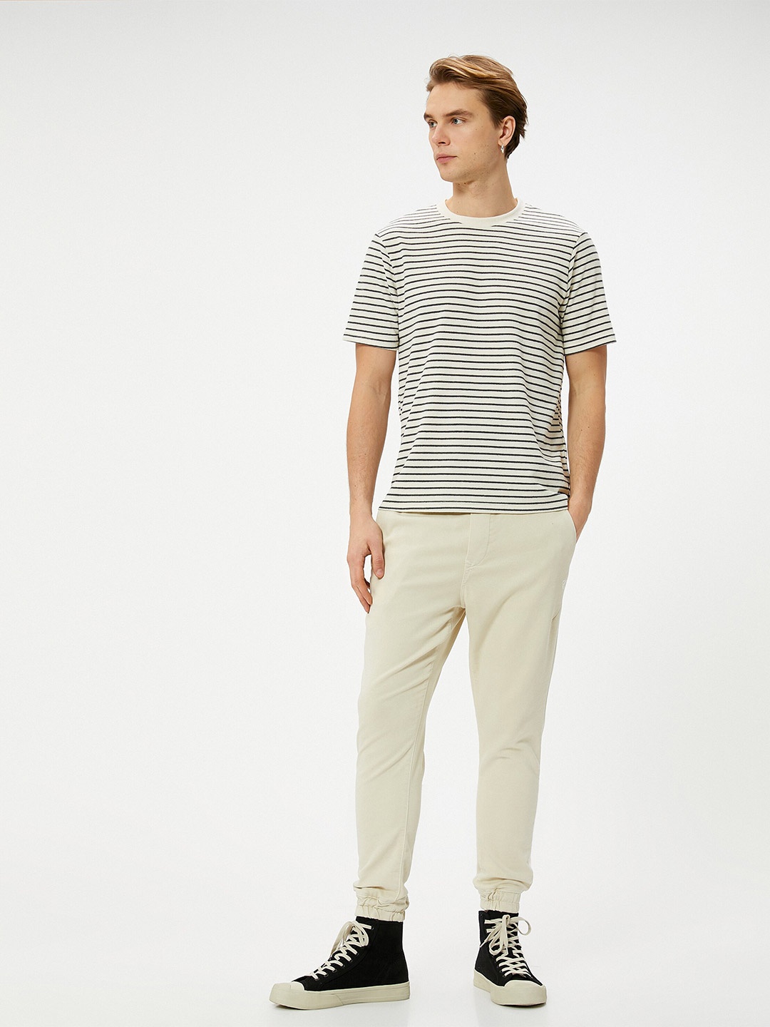

Koton Striped Round Neck T-shirt, Grey