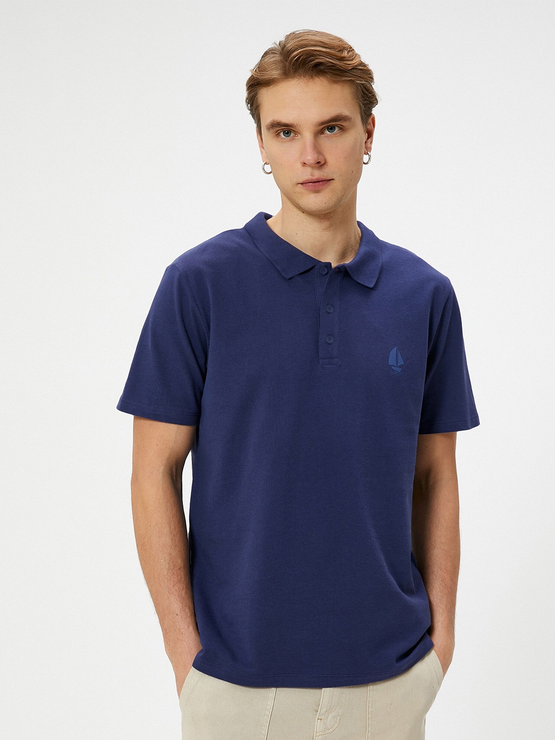 

Koton Polo Collar Short Sleeves Regular Fit Cotton T-shirt, Navy blue