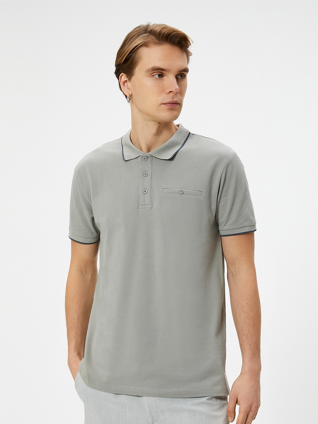 

Koton Polo Collar Cotton T-shirt, Grey