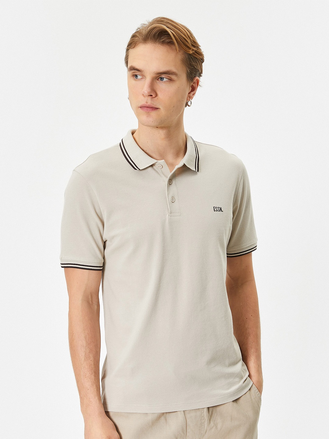 

Koton Polo Collar Pure Cotton T-shirt, Beige