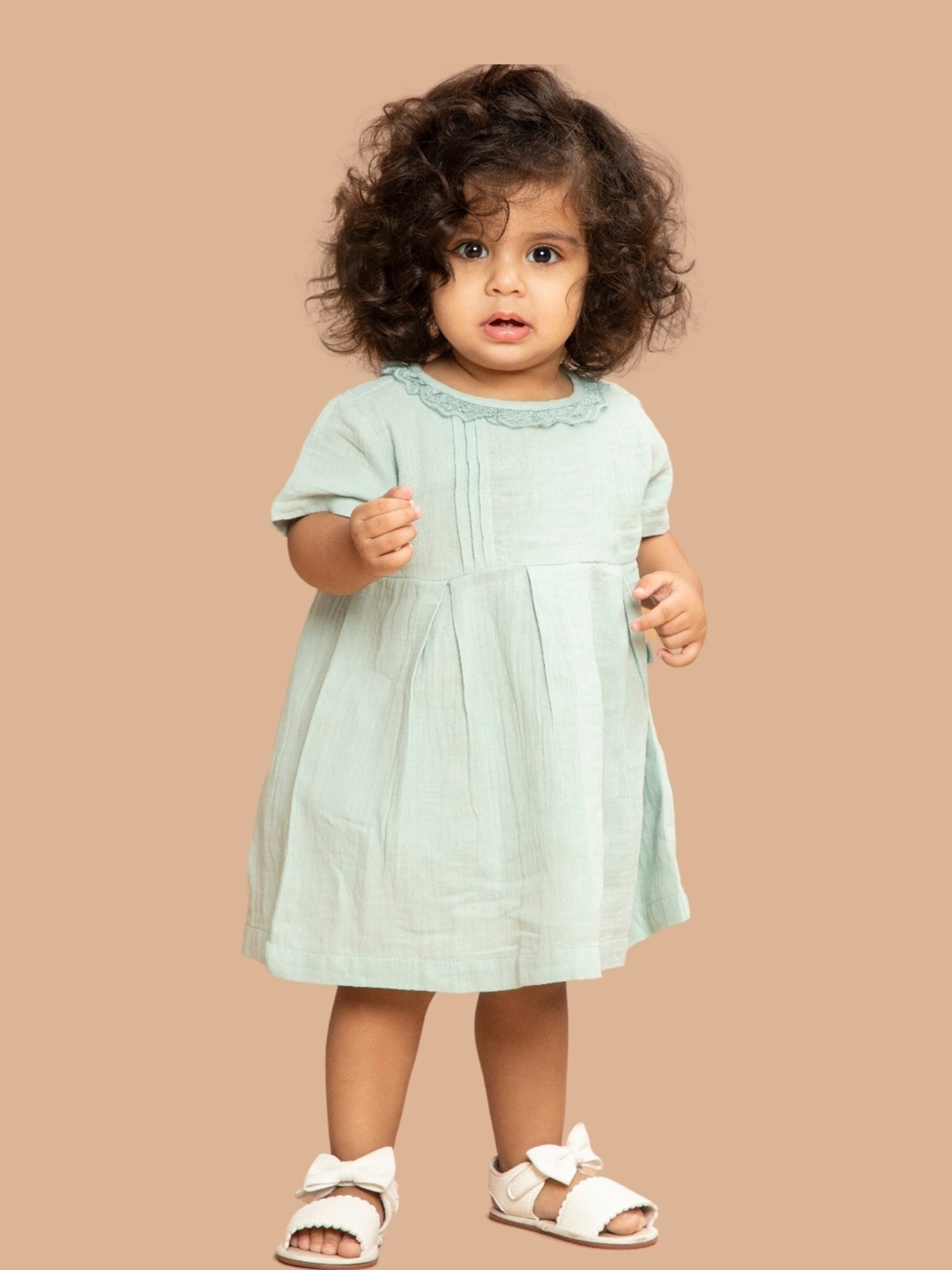 

Greendeer Girls Striped A-Line Dress, Green