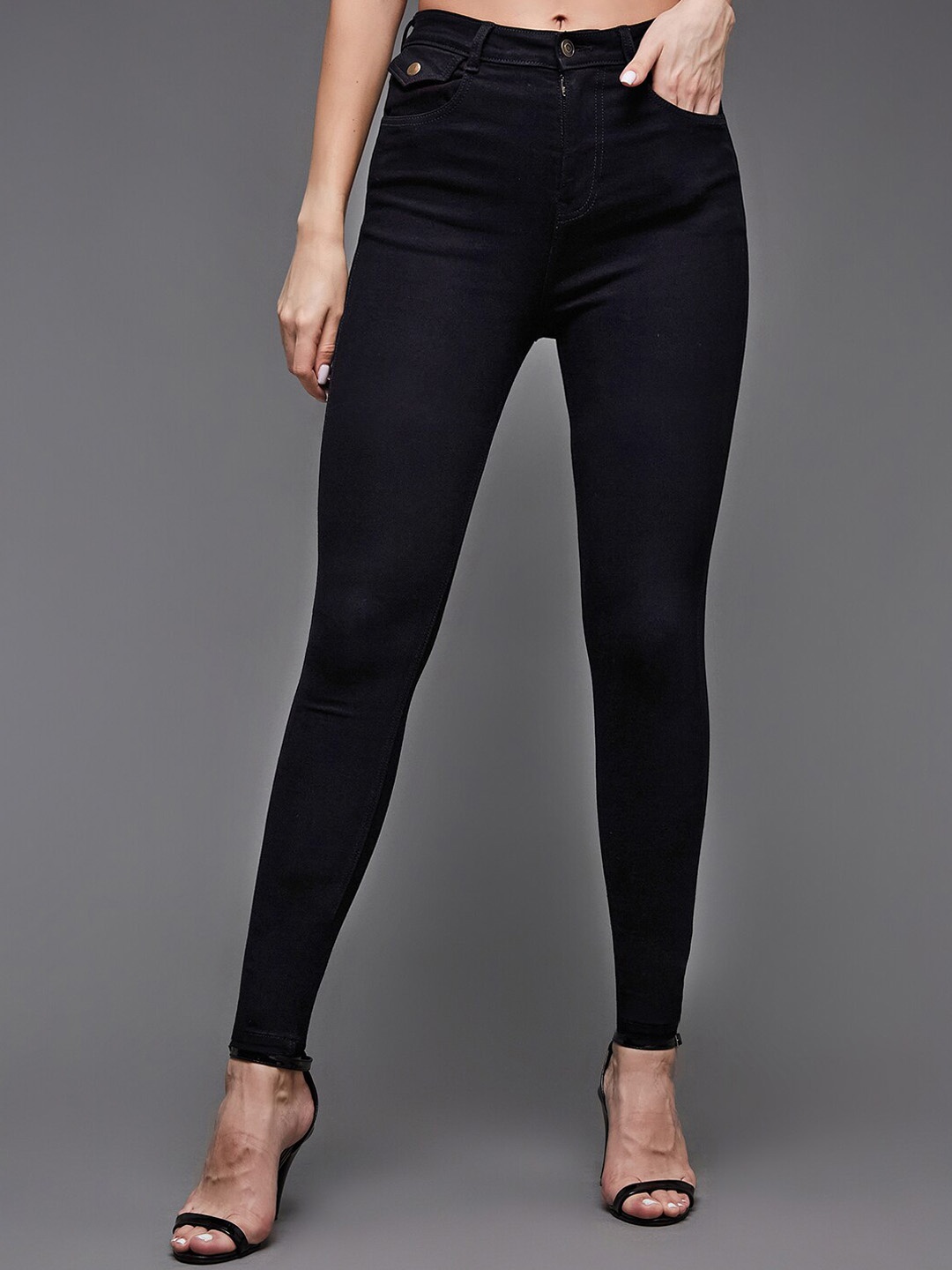 

BAESD Women Skinny Fit High-Rise Stretchable Jeans, Black