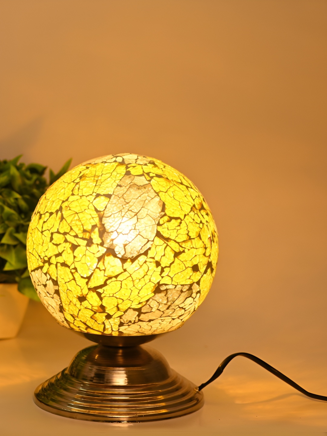 

1ST TIME Yellow Printed Metal Spherical Table Lamp