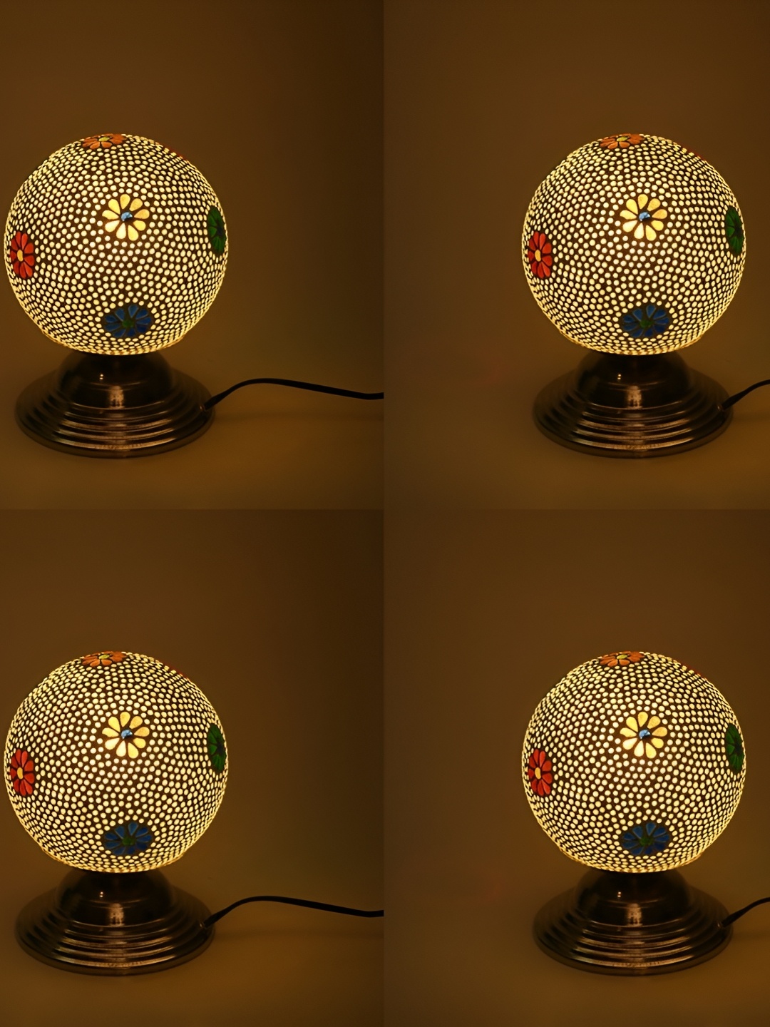 

1ST TIME White & Green 4 Pieces Textured Traditional Spherical Table Lamps