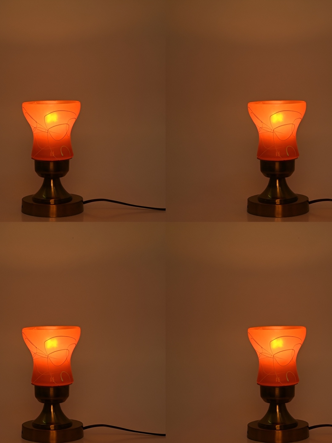 

1ST TIME Red 4 Pieces Metal Traditional Bell Shaped Table Lamp