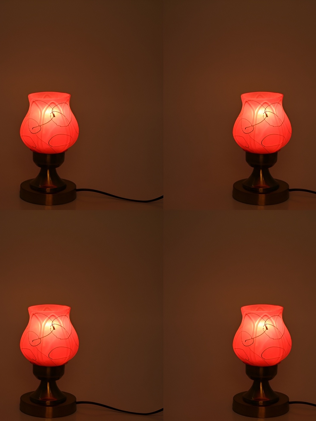 

1ST TIME Black 4 Pieces Textured Metal Contemporary Table Lamps