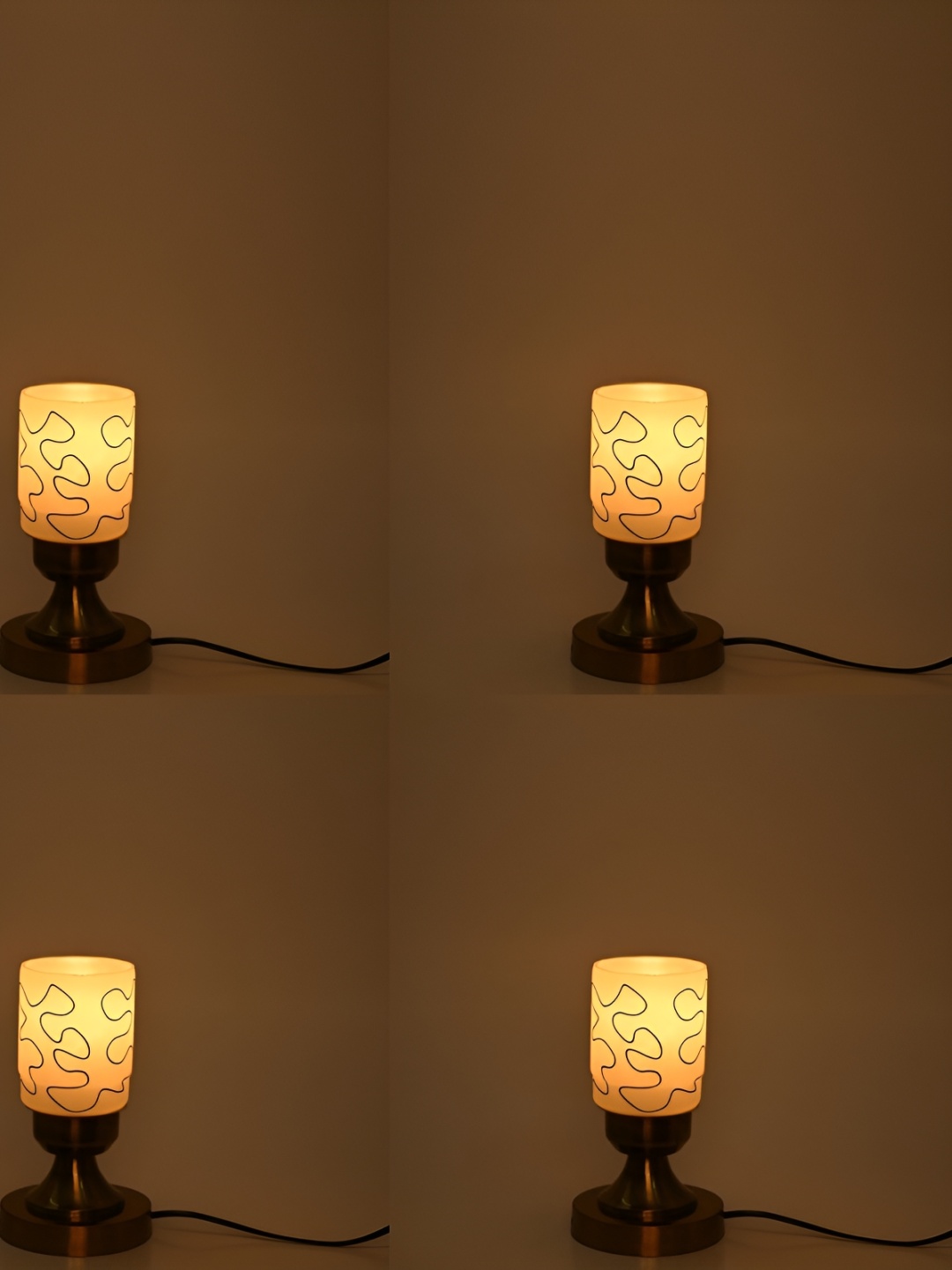 

1ST TIME Black & White 4 Pieces Printed Metal Traditional Table Lamp