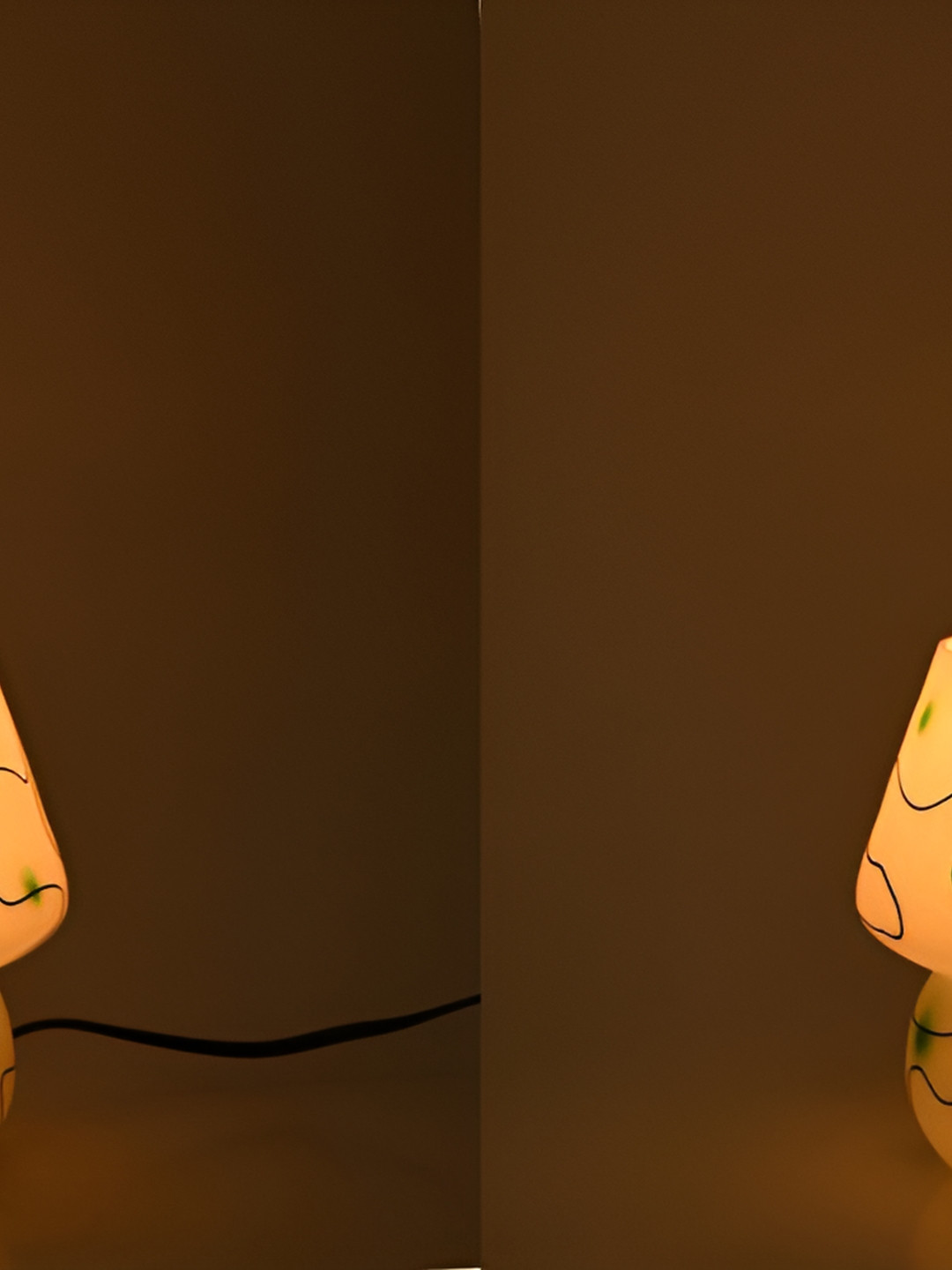 

1ST TIME Yellow Printed Metal Traditional Abstract Shaped Table Lamp
