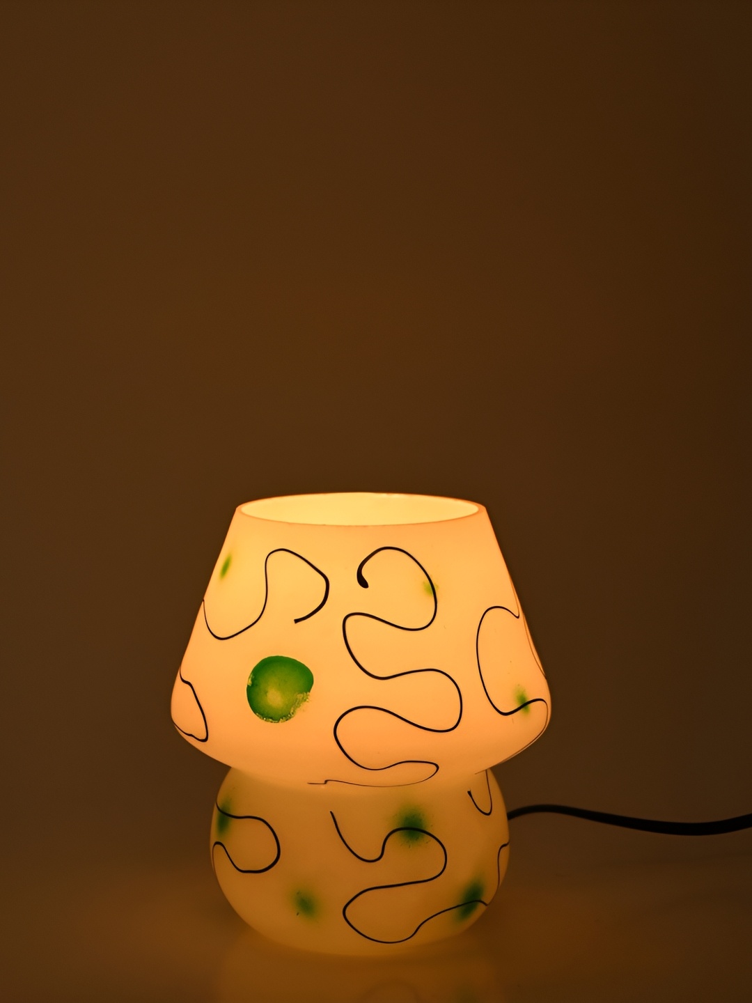 

1ST TIME Yellow Printed Metal Traditional Abstract Shaped Table Lamp