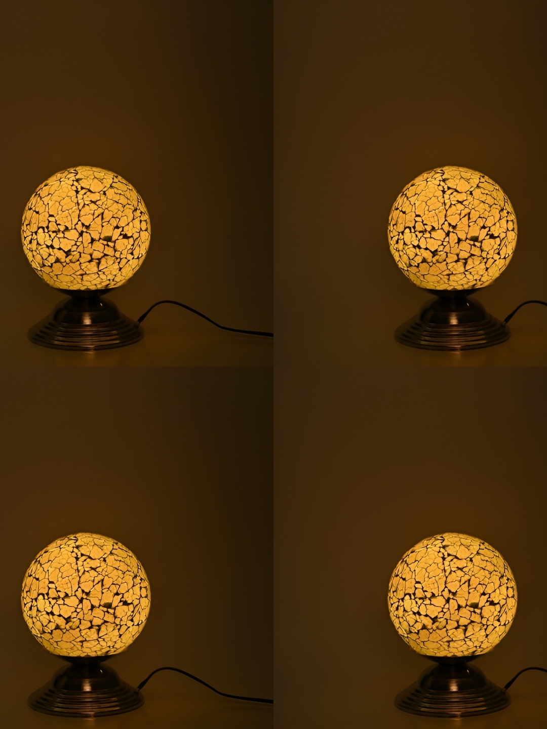 

1ST TIME Yellow 4 Pcs Printed Metal Spherical Table Lamp