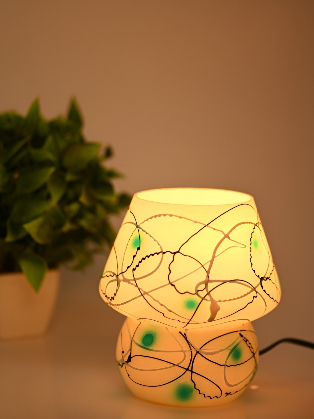 

1ST TIME White & Blue Printed Traditional Table Lamp