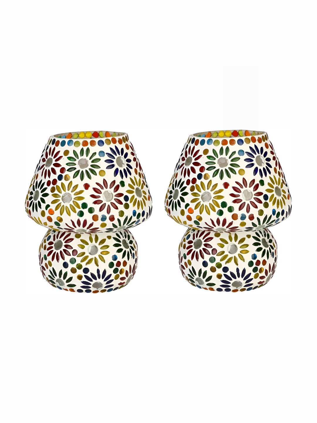 

1ST TIME White 2 Pcs Textured Glass Traditional Bell Shaped Table Lamp