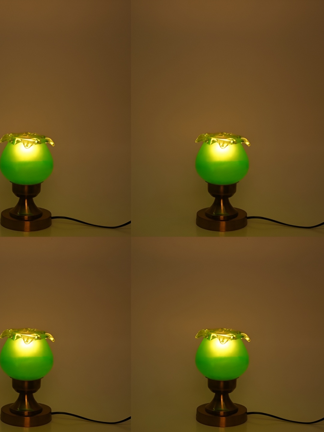 

1ST TIME Green & Brown 4 Pieces Abstract Shaped Metal Table Lamps