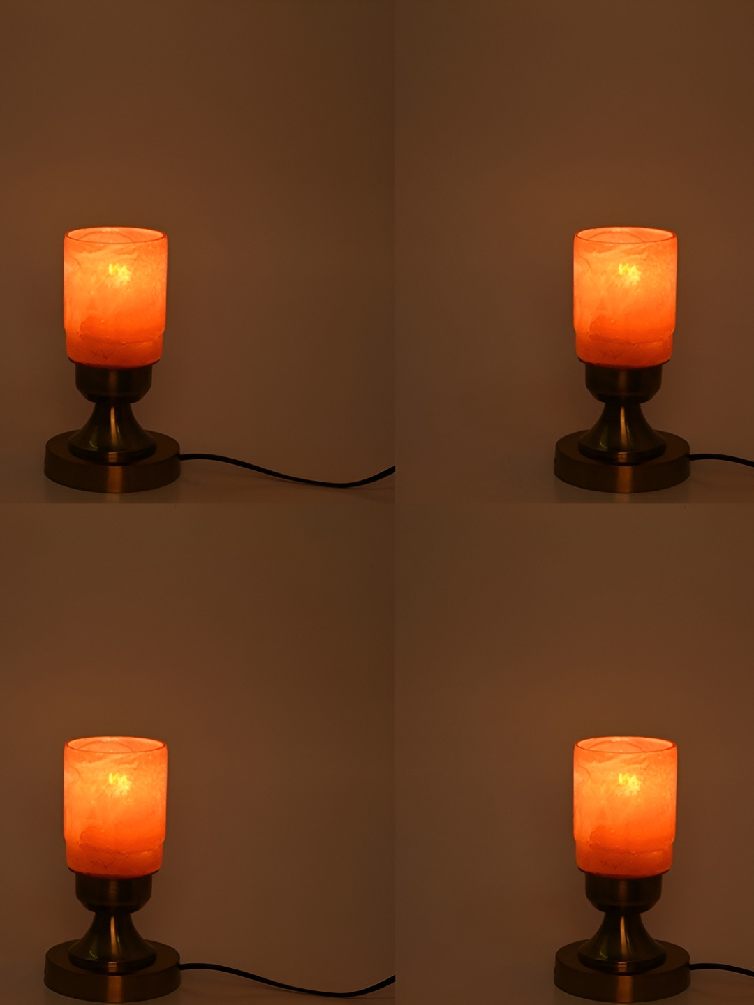 

1ST TIME Yellow & Red 4Pcs Textured Metal Traditional Cylindrical Shaped Table Lamps