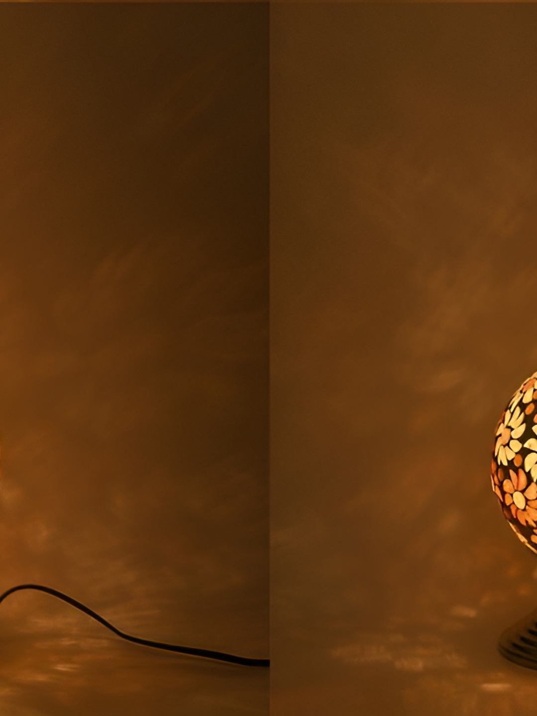 

1ST TIME Yellow Printed Metal Traditional Spherical Table Lamp